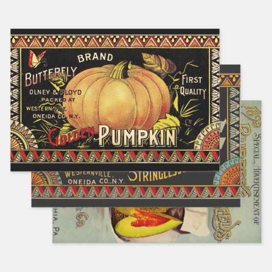 Pumpkin Label Antique Butterfly Marke Geschenkpapier Set (Set)