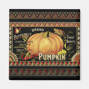 Pumpkin Label Antique Butterfly Marke Magnet