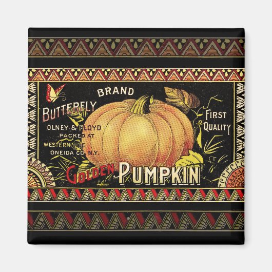 Pumpkin Label Antique Butterfly Marke Magnet (Vorne)