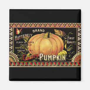 Pumpkin Label Antique Butterfly Marke Magnet