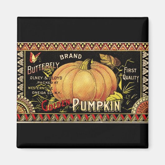 Pumpkin Label Antique Butterfly Marke Magnet (Vorne)