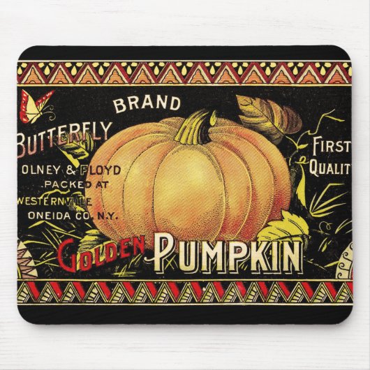 Pumpkin Label Antique Butterfly Marke Mousepad (Vorne)