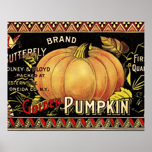 Pumpkin Label Antique Butterfly Marke Poster (Vorne)