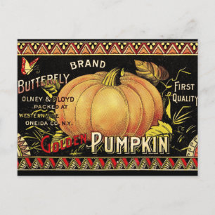 Pumpkin Label Antique Butterfly Marke Postkarte