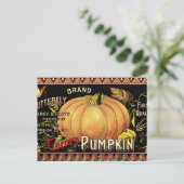 Pumpkin Label Antique Butterfly Marke Postkarte (Stehend Vorderseite)