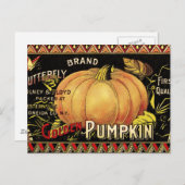 Pumpkin Label Antique Butterfly Marke Postkarte (Vorne/Hinten)