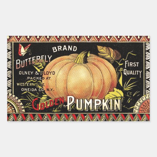 Pumpkin Label Antique Butterfly Marke Rechteckiger Aufkleber (Vorderseite)