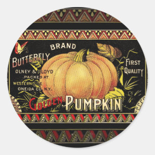 Pumpkin Label Antique Butterfly Marke Runder Aufkleber