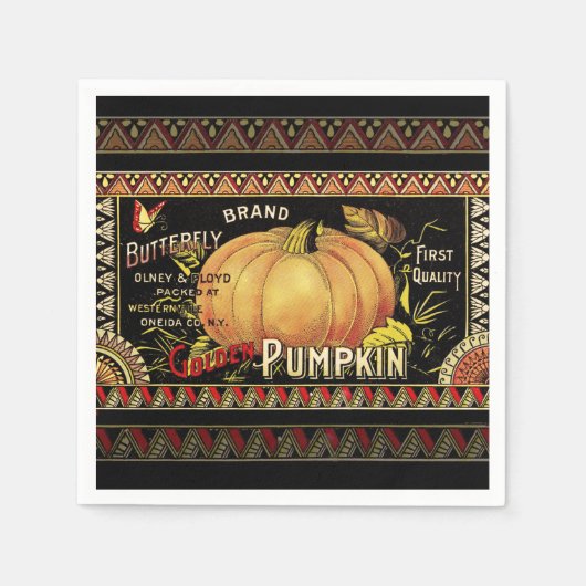 Pumpkin Label Antique Butterfly Marke Serviette (Vorderseite)