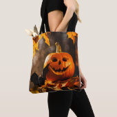 Pumpkin Lantern und Bat Halloween Tasche (Von Nahem)