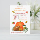 Pumpkin Latte Football Black Polterabend Einladung (Stehend Vorderseite)