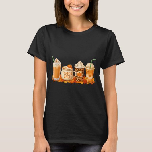 Pumpkin Latte Sce Coffee Fall Drink Halloween Autu T-Shirt (Vorderseite)