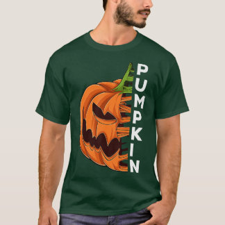 Pumpkin Lazy Halloween Costume Scary Creepy Jack O T-Shirt