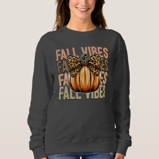 Pumpkin Leopard Bow Fall Vibes Sweatshirt