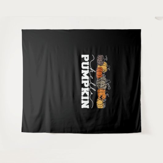 Pumpkin Leopard Fall Frauen Niedliche Herbstsaison Wandteppich (Vorderseite (Horizontal))