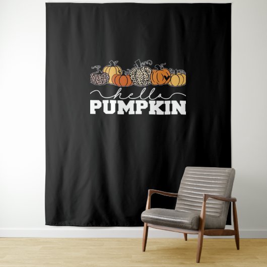 Pumpkin Leopard Fall Frauen Niedliche Herbstsaison Wandteppich (Beispiel)