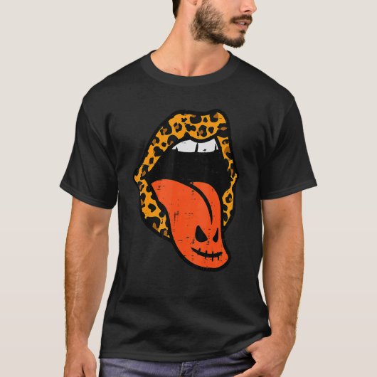 Pumpkin Leopard Lips Adult Halloween Kostüm für W T-Shirt (Vorderseite)