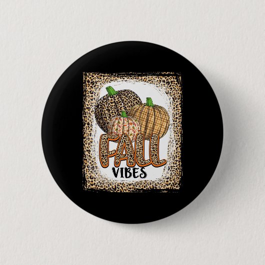 Pumpkin Leopard Print Fall Vibes Erntedank Girl Button (Vorderseite)