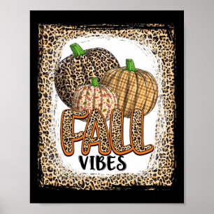 Pumpkin Leopard Print Fall Vibes Erntedank Mädchen Poster