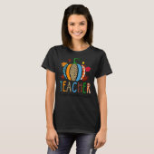 Pumpkin Leopard Teacher dankbar dankbar, gesegnet T-Shirt (Vorne ganz)