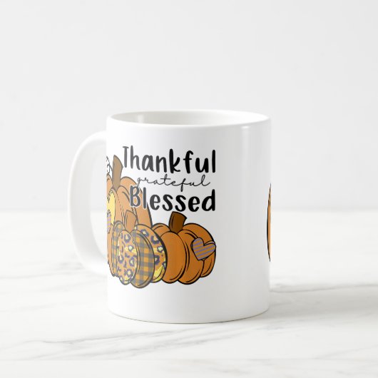 Pumpkin Leopard Thankful Grateful Blessed Thanksgi Kaffeetasse (Vorderseite Links)