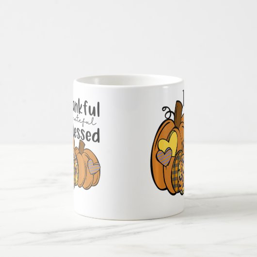 Pumpkin Leopard Thankful Grateful Blessed Thanksgi Kaffeetasse (Mittel)