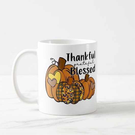Pumpkin Leopard Thankful Grateful Blessed Thanksgi Kaffeetasse (Links)