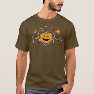 Pumpkin Liebe Heartbeat Kürbislaterne Gesicht Nied T-Shirt