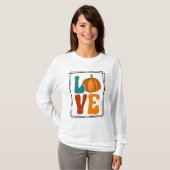 Pumpkin LIEBE Herbst Frauen Langschläfchen T-Shirt (Vorne ganz)