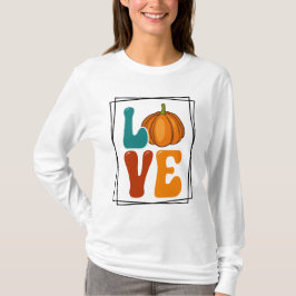 Pumpkin LIEBE Herbst Frauen Langschläfchen T-Shirt