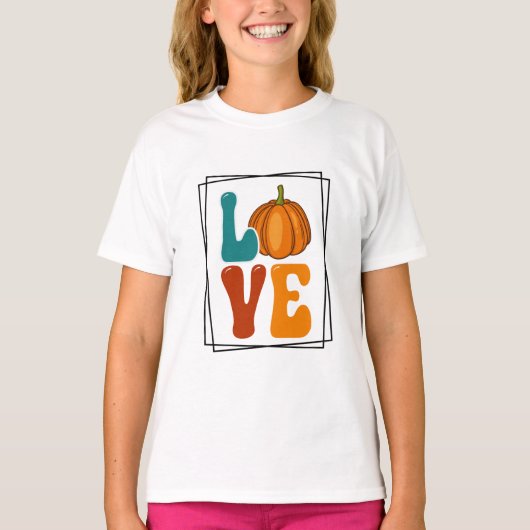 Pumpkin LIEBE Herbst Herbstmädchen T-Shirt (Vorderseite)