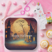 Pumpkin Lights Castle Halloween Pappteller (Party)