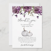 Pumpkin Lila Blume Kinderdusche Dankeskarte (Vorderseite)