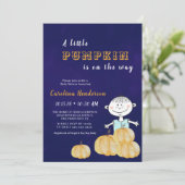 Pumpkin Lila Funny Boy Baby Dusche Einladung (Stehend Vorderseite)