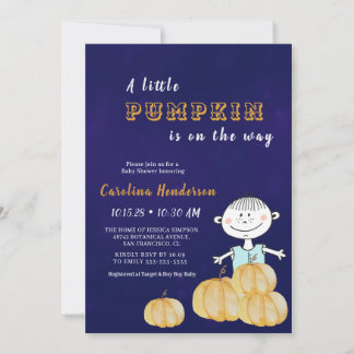 Pumpkin Lila Funny Boy Baby Dusche Einladung