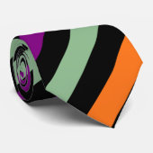 Pumpkin, Lila, grün und schwarz Groß D Streifen Krawatte (Gerollt)