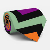 Pumpkin, Lila, grün und schwarz groß D Zickzack Krawatte (Gerollt)