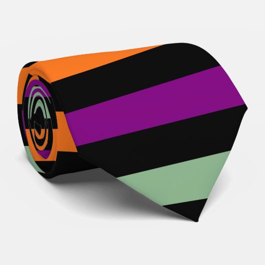 Pumpkin, Lila, grün und schwarz Groß H. Streifen Krawatte (Gerollt)