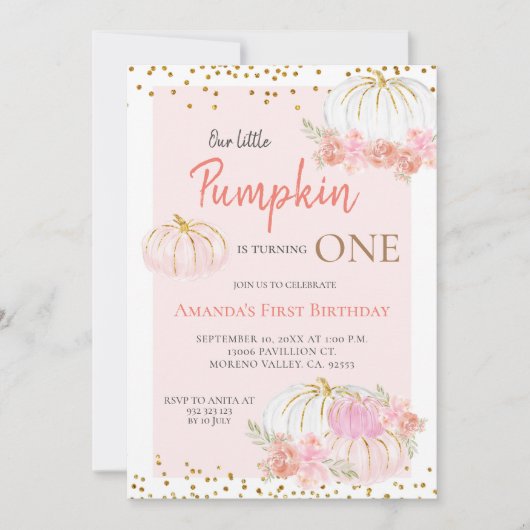 Pumpkin macht einen Geburtstag Einladung (Vorderseite)