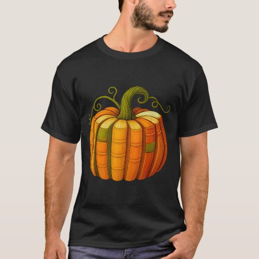 Pumpkin Made Out Of Books Tee Reading Halloween Te (Vorderseite)