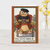 Pumpkin Man Driving a Car - Halloween Card Karte (Gelbe Blume)