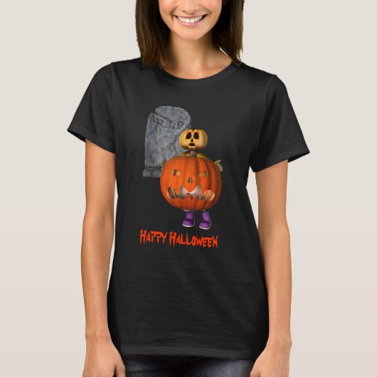 Pumpkin Man Grabstein Halloween Funny T-Shirt (Vorderseite)