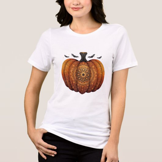Pumpkin Mandala Magic Halloween Womens Tshirts (Vorderseite)