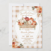 Pumpkin Market lokal Grown Gingham Baby Shower Einladung (Vorderseite)