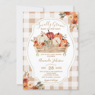 Pumpkin Market lokal Grown Gingham Baby Shower Einladung