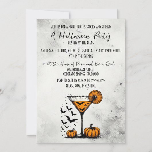 Pumpkin Martini-Halloween-Party Einladung (Vorderseite)