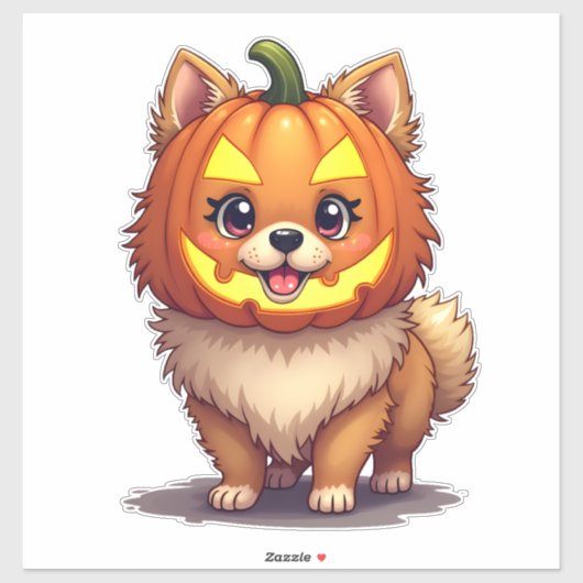 Pumpkin Mask Pomeranian Dog Aufkleber (Blatt)