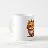 Pumpkin Mask Pomeranian Dog Kaffeetasse (Vorderseite Links)