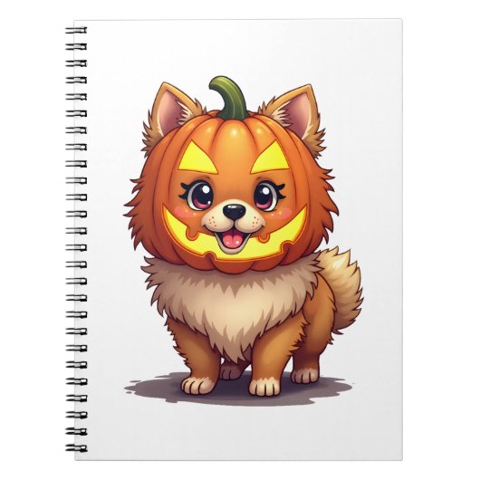 Pumpkin Mask Pomeranian Dog Notizblock (Vorderseite)