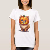 Pumpkin Mask Pomeranian Dog T-Shirt (Vorderseite)
